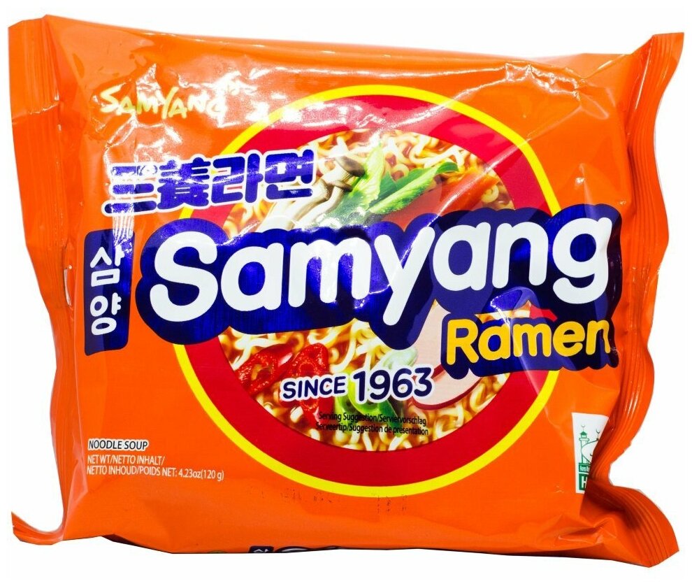 Лапша б/п Samyang Ramen со вкусом острой говядины, 120 гр