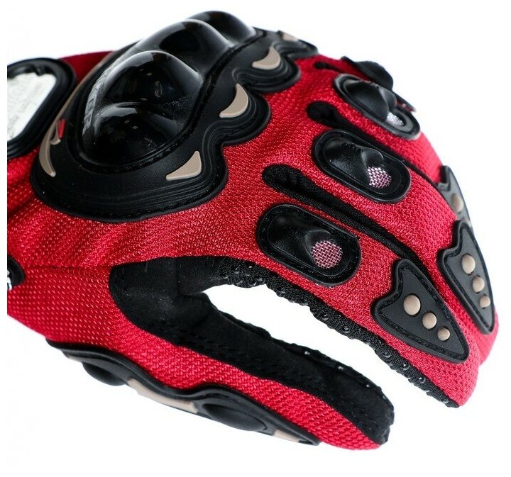 Перчатки для езды на мототехнике, с защитными вставками, пара, размер L, красный 3734851