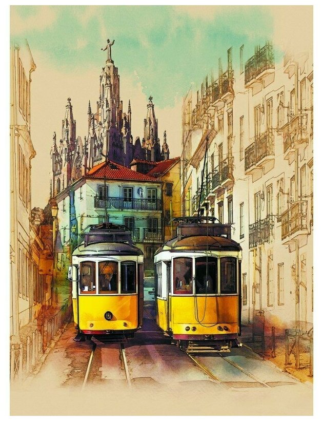 Фотообои Milan Жёлтый трамвайчик, M 252 200х270 см, виниловые на флизелиновой основе