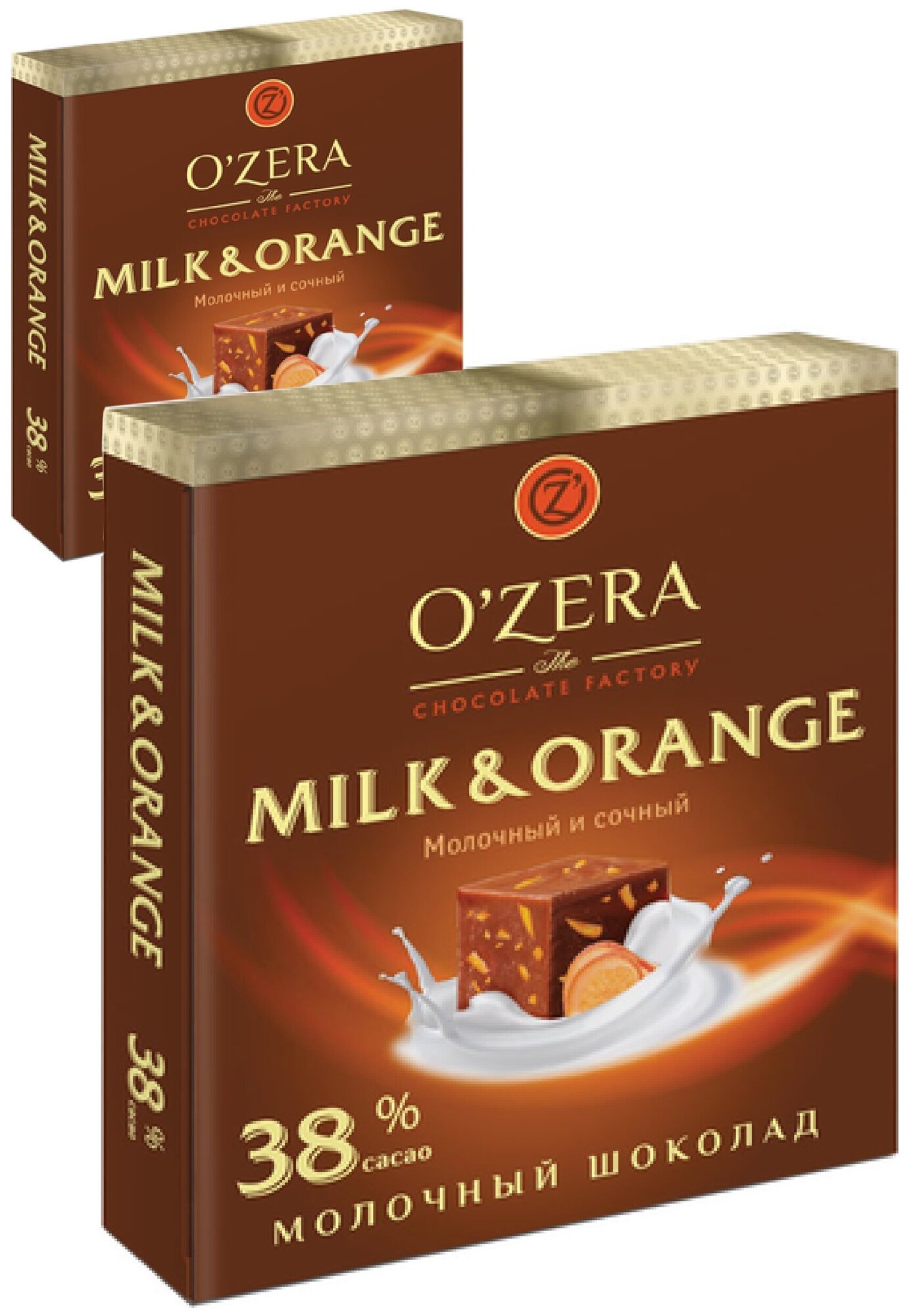 «OZera», шоколад молочный Milk & Orange, 2 упаковки по 90 г.