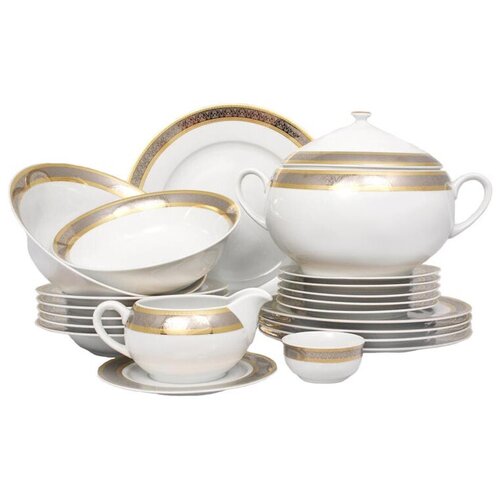 Столовый сервиз Opal (декор Широкий кант платина, золото) На 6 персон 24 предметов Thun