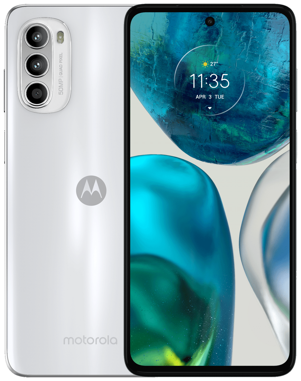 Motorola Moto G52 - 4G Smartphone - Dual-SIM - RAM 4GB / 128GB - microSD slot - OLED-Display - 6.6" - 2400 x 1080 Pixel (90 Hz) - Triple-Kamera 50 MP, 8 MP, 2 MP - front camera 16 MP - Porcelain White (PAU70008SE)