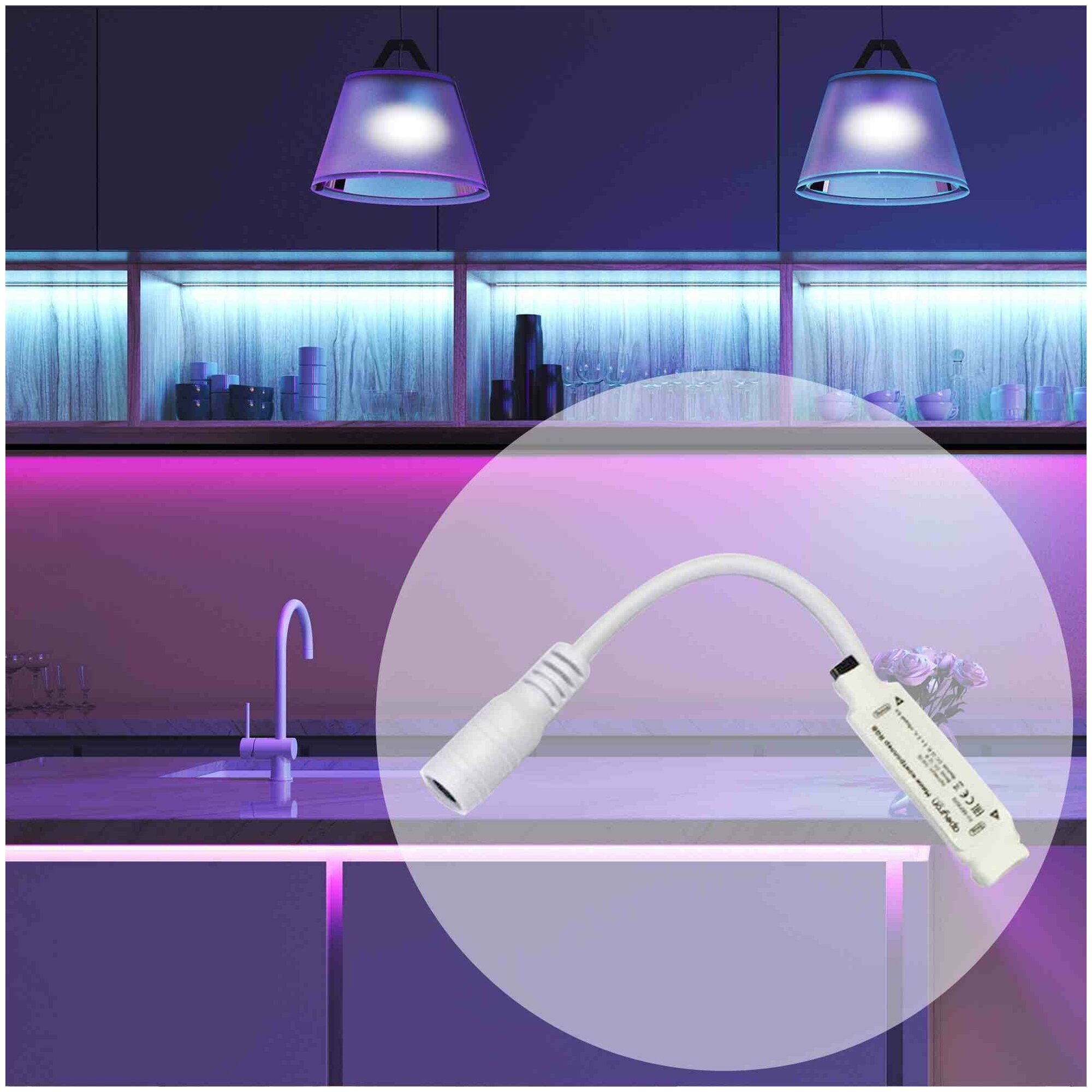Контроллер для управления светодиодными RGB лентами с кнопочным пультом ДУ / Универсальный накладной датчик дистанционного управления цветным LED светом