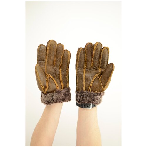 Перчатки мужские зимние Happy Gloves кожаные цвет светло коричневый размер XL
