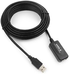 Кабель удлинитель USB 2.0 активный Cablexpert UAE016-BLACK, AM/AF, 4.8м, черный, пакет