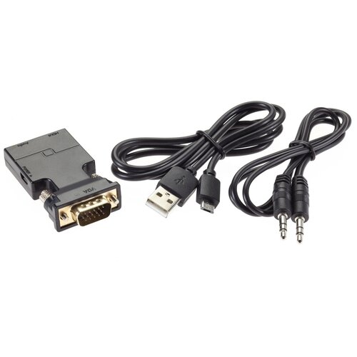 переходник hdmi f vga m audio vcom ca337a Переходник HDMI VGA VCOM Telecom CA337 круглый черный