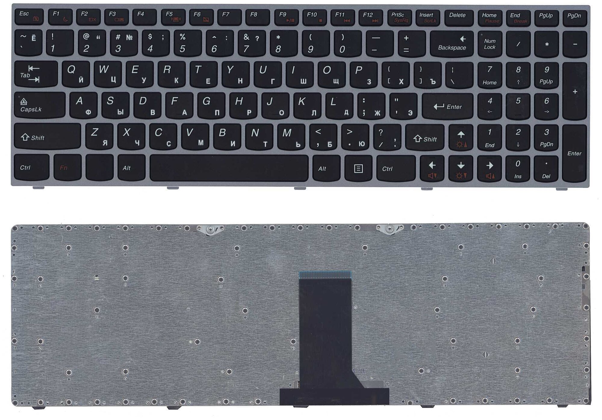 Клавиатура для ноутбука Lenovo IdeaPad B5400 M5400 черная с серебристой рамкой 1360₽