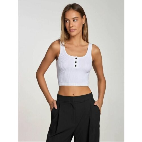 Топ SeamlessFlex, силуэт прилегающий, легкая поддержка, размер m, белый