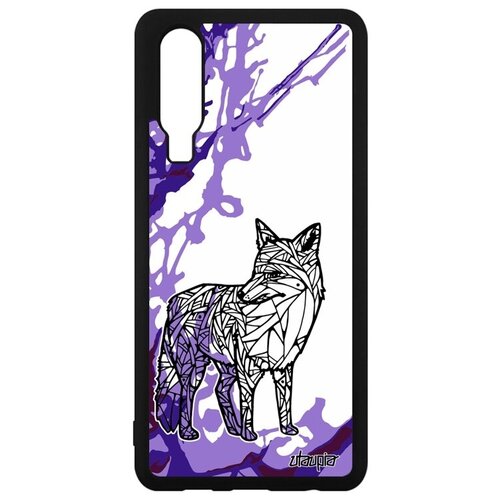 фото Противоударный чехол на смартфон // huawei p30 // "лиса" зверь хитрая, utaupia, фиолетовый