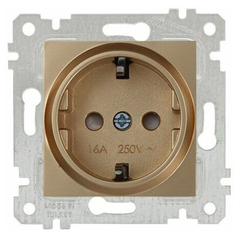 фото Розетка 1-ая (скрытая, без рамки, с/з) золото, RITA, MUTLUSAN (16 A, 250 V, IP 20) (2200 600 0280)