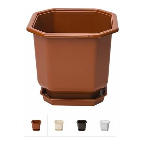 Кашпо с поддоном 16х16х14 cм, DRINA (цвета в ассортименте) (10006)