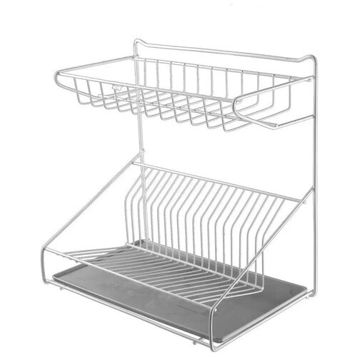 Тарелосушка универсальная с подд краш белая/серая (2)