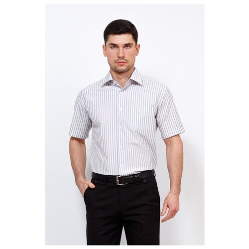 фото Рубашка мужская короткий рукав casino c131/0/6821/z/1, полуприталенный силуэт / regular fit, цвет серый, рост 174-184, размер ворота 40