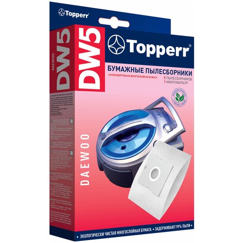 topperr бумажные пылесборники ex2 5 шт Topperr Бумажные пылесборники DW5, 5 шт.