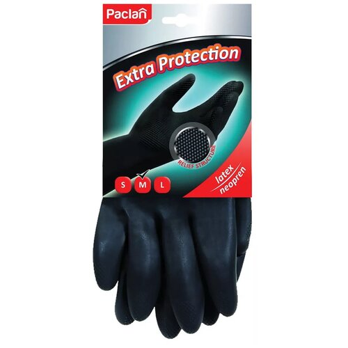 фото Paclan перчатки неопреновые paclan extra protection (m) чёрные 1 пара