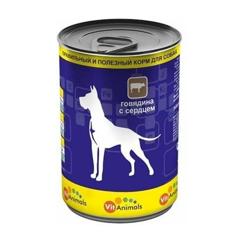 Vitanimals Консервы для Собак Говядина с Сердцем 12x410г