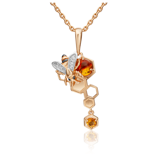 фото Platina jewelry подвеска из красного золота с янтарем, цитрином и топазом 03-3212-00-734-1110-57