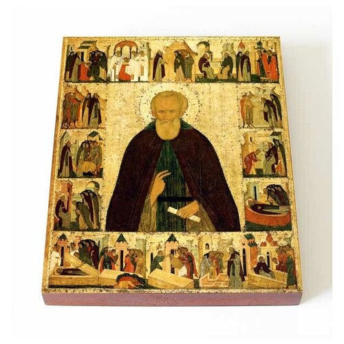 Преподобный Димитрий Прилуцкий с житием, икона на доске 13*16,5 см