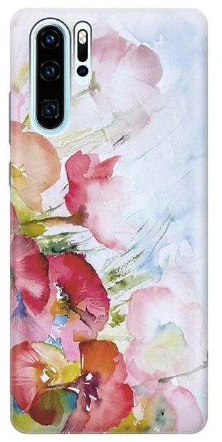 Ультратонкий силиконовый чехол-накладка для Huawei P30 Pro с принтом "Акварельные цветы"