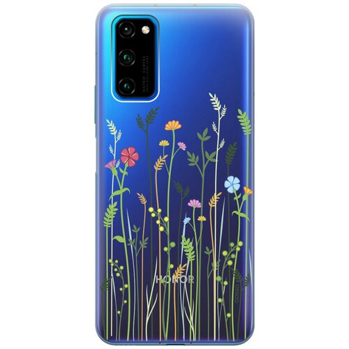 фото Ультратонкий силиконовый чехол-накладка clearview для honor view 30 pro с 3d принтом "flowers & fern" gosso