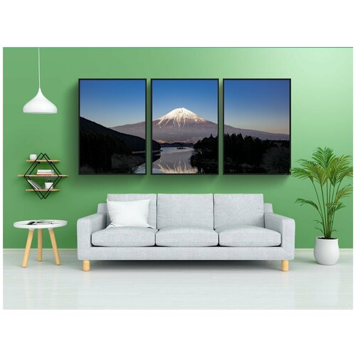 фото Набор модулных постеров для интерьера "гора фудзи, фудзи, озеро тануки" 60x90 см. в тубусе, без рамки lotsprints