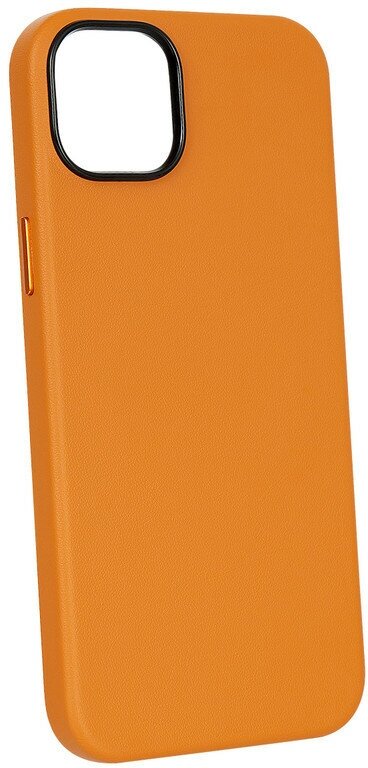 Чехол для iPhone 14 Кожаный (Leather Co)-Оранжевый