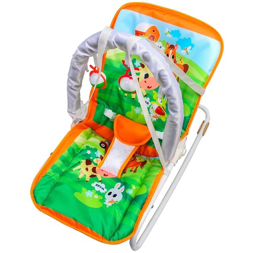 Шезлонг -качалка для новорождённых, Крошка Я, Домашние животные, игровая дуга, съёмные игрушки МИКС