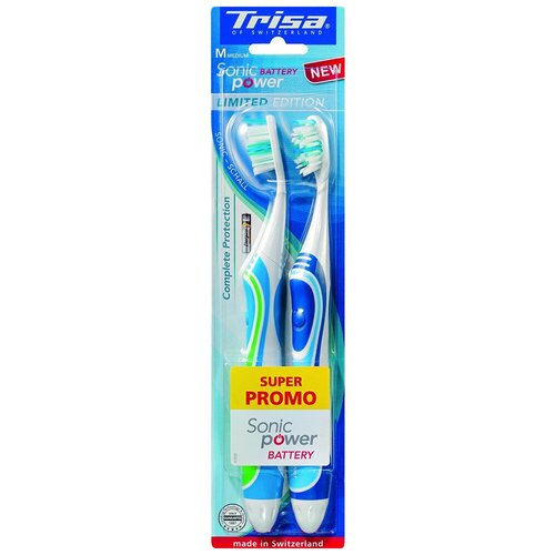 Электрическая зубная щетка Trisa Sonicpower Battery 2 шт666700-Blue-Green 251000₽