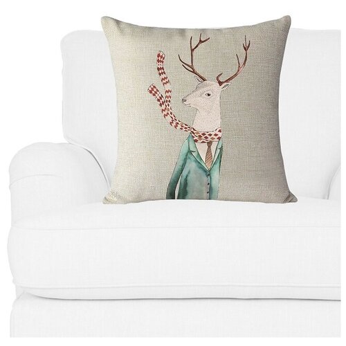 Декоративная подушка, льняная наволочка, бежевая, 45х45 см,5 sisters 5S-PILLOW-03