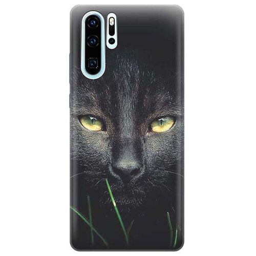 фото Ультратонкий силиконовый чехол-накладка для huawei p30 pro с принтом "кошка в темноте" gosso
