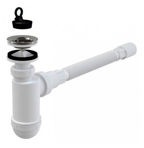 фото Сифон для умывальника 1 1/4" с гибкой трубой 40*40 AlcaPlast A41+A710