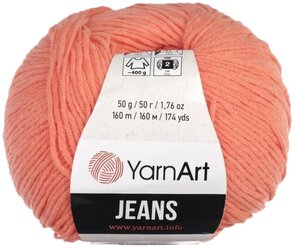 Нить вязальная YarnArt Jeans, 55 % хлопок, 45 % акрил, 50 г, 160 м, 61 коралл