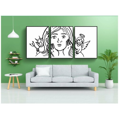 фото Набор модулных постеров для интерьера "ангел, демон, двоедушный" 60x90 см. в тубусе, без рамки lotsprints