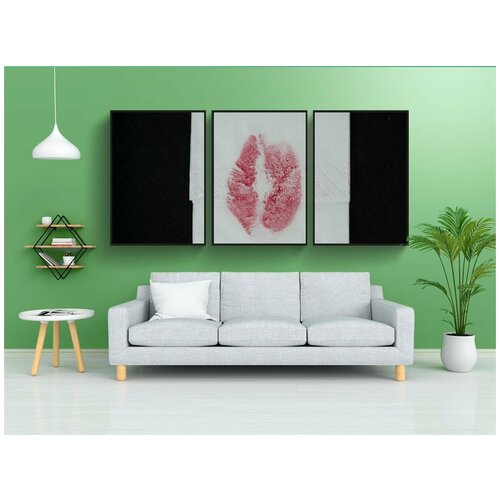 фото Набор модулных постеров для интерьера "целовать, поцелуй в рот, губы" 60x90 см. в тубусе, без рамки lotsprints