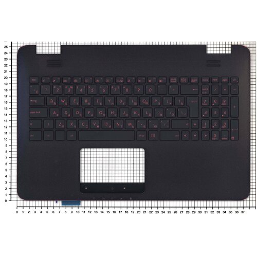 Клавиатура (топ-панель) для ноутбука Asus N551, G551 черная с черным топкейсом и подсветкой клавиатура для asus ux51 u500 p n 0kn0 n42ru23 0knb0 6624ru00 9z n8bbu h0r 1318d002185