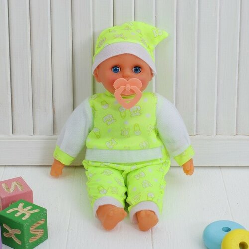 Мягкая игрушка-кукла «Пупсик», говорящая, 4 звука, с соской, цвета микс кукла тоня говорящая 13 фраз 1 6