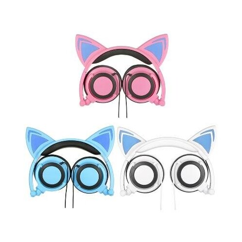 Наушники с ушками кошки cветящиеся Синий 101600₽