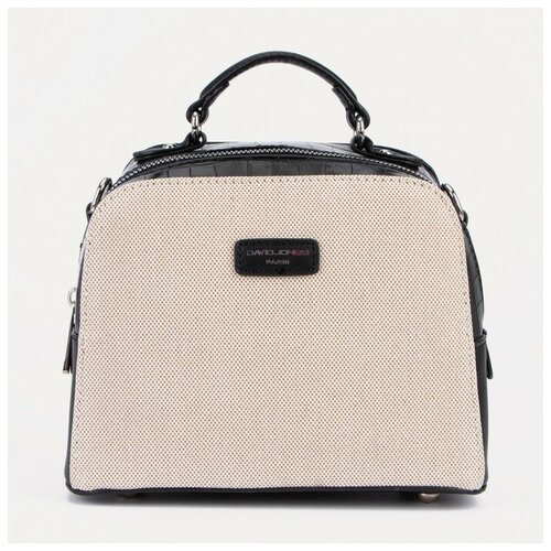 фото Саквояж, отдел на молнии, наружный карман, регулируемый ремень, цвет бежевый/чёрный нет бренда