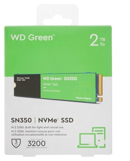Твердотельный накопитель SSD WD Green SN350 NVMe WDS200T3G0C 2ТБ M2.2280 (QLC) - фото №3