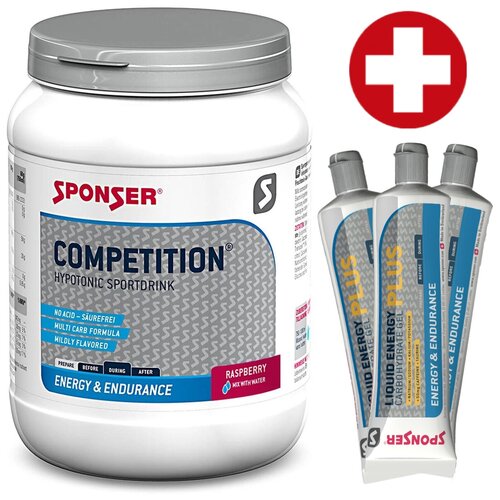 Гипотоник SPONSER COMPETITION + 3 x LIQUID ENERGY PLUS 70 г 1000 г + 3 геля, Малина