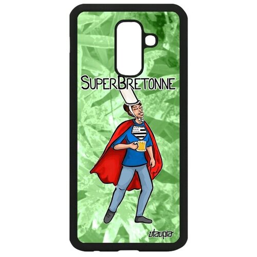 фото Красивый чехол на смартфон // samsung galaxy a6 plus 2018 // "супербретонка" юмор комикс, utaupia, светло-зеленый