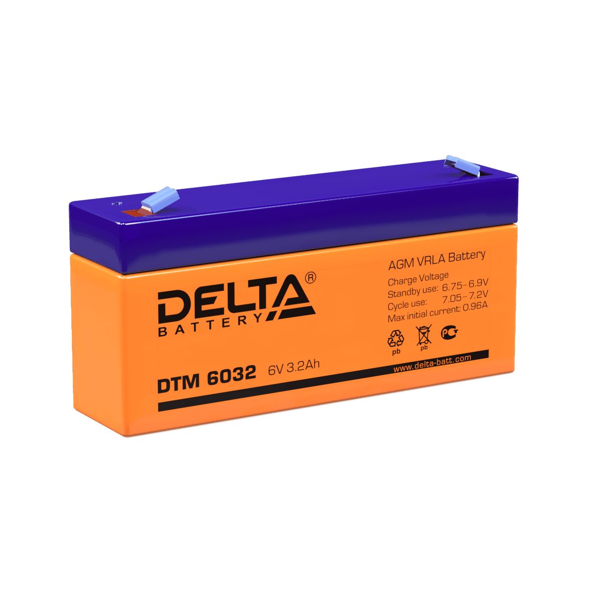 Аккумулятор Delta DTM 6032 6В 3,2Ач (6V 3.2Ah) AGM для ИБП и UPS, аккумулятор для детского электромобиля, мотоцикла, эхолота, фонарика, кассы, освещения сигнализации