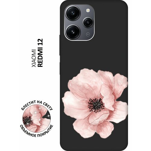 Матовый Soft Touch силиконовый чехол на Xiaomi Redmi 12, Сяоми Редми 12 с 3D принтом Pink Flower черный матовый soft touch силиконовый чехол на xiaomi redmi 12 сяоми редми 12 с 3d принтом rose черный