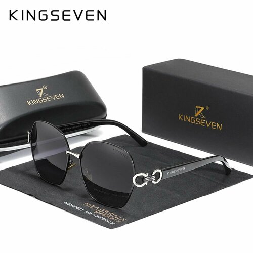 фото Солнцезащитные очки kingseven, бабочка, оправа: пластик, с защитой от уф, поляризационные, для женщин, черный