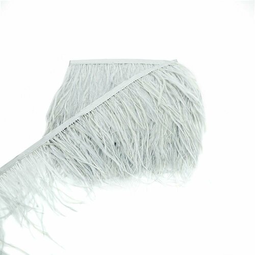 Перья страуса на ленте тесьма из перьев страуса цвет серый длина пера 10-15 см длина отреза 1 м для украшения танцевальных костюмов 1052₽