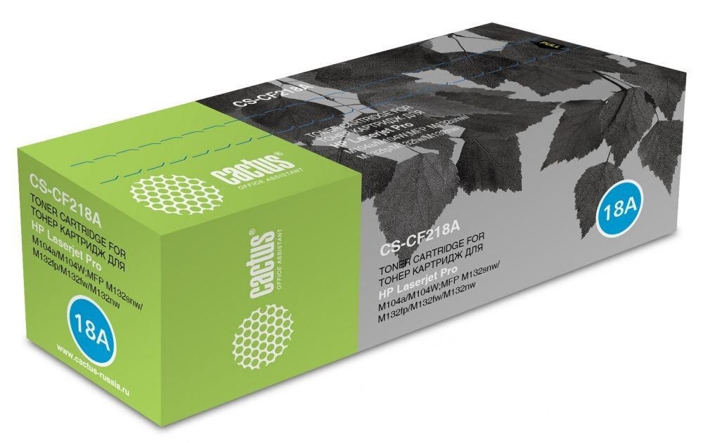 Тонер Картридж Cactus CS-CF218A черный (1400стр.) для HP LJ M104/ M132