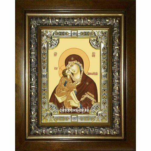 Икона Богородица Донская, 18x24 см, со стразами, в деревянном киоте, арт вк-2871 икона богородица ватопедская 18x24 см со стразами в деревянном киоте арт вк 2904