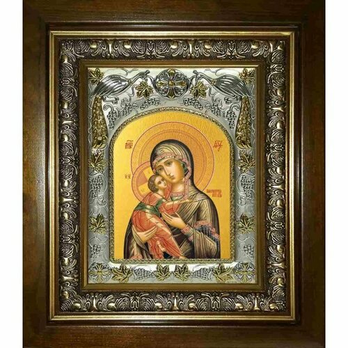 Икона Владимирская Божья Матерь, 14x18 см, в деревянном киоте 20х24 см, арт вк-2726
