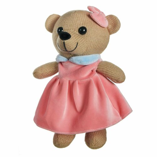 фото Мягкая игрушка abtoys knitted. мишка девочка вязаная, 22см в розовом платьице