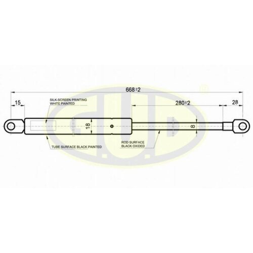 GUD GGS010109 Амортизатор капота audi 80, 80 quatro (8c, b4), 80 avant, 80 quatro (8c, b4) 08/91-10/94 375n l=668/28